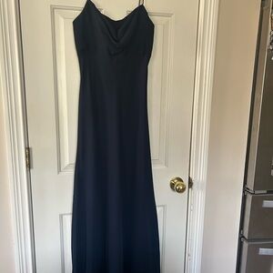 SALE:Michelangelo dark blue Evening Gown/sheer overlay. Flattering fit. prom?